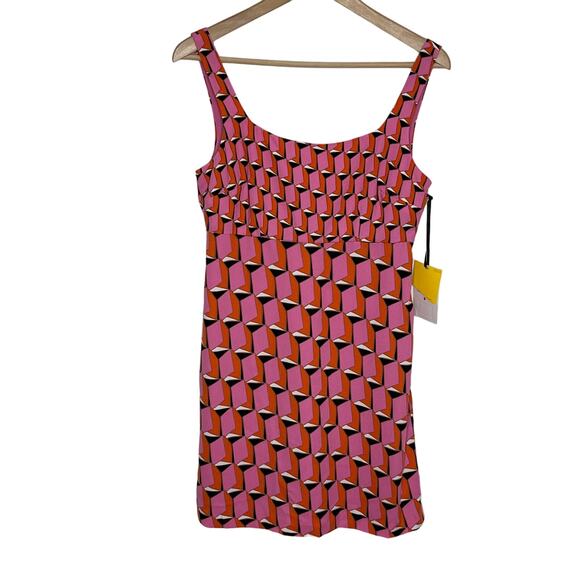 Diane Von Furstenberg x Target Womens Mini Shift Dress 4 Pink Geometric Print - Picture 2 of 12